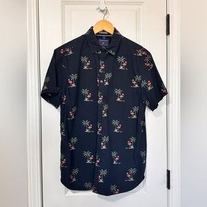 Denim & Flower Ricky Singh Black Flamingo Christmas Print Men's Shirt Size M